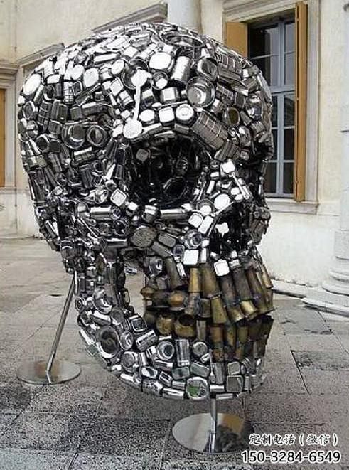 大型商場骷髏雕塑 仿真鬼怪雕塑 鏡面骷髏頭雕塑