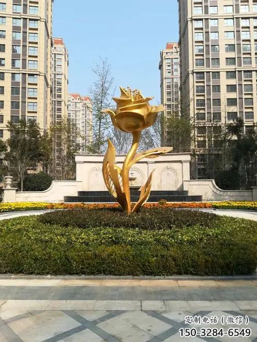 歐式月季花雕塑 抽象希望花卉雕塑 景觀花朵雕塑