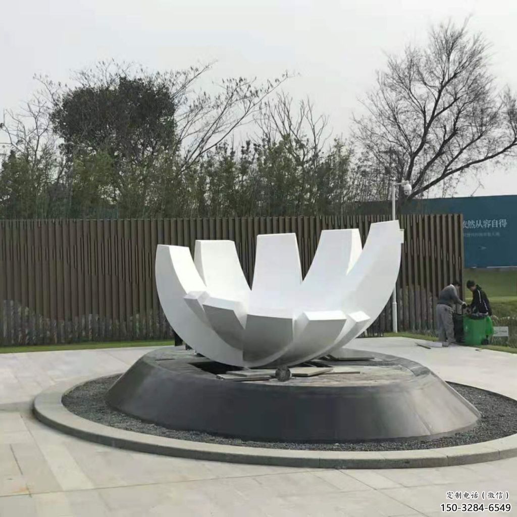中式蓮花雕塑 啞光水蓮花雕塑 游樂(lè)場(chǎng)花卉雕塑