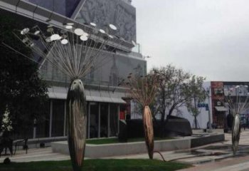 商業(yè)街蓮藕雕塑 烤漆雕塑 彩繪蓮科雕塑