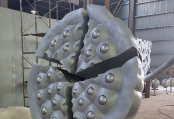 鑄造蓮蓬雕塑 中式村口雕塑 景觀植物雕塑