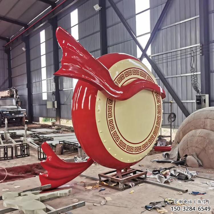 仿真戰鼓雕塑 電鍍現代喜慶雕塑 部隊民族雕塑