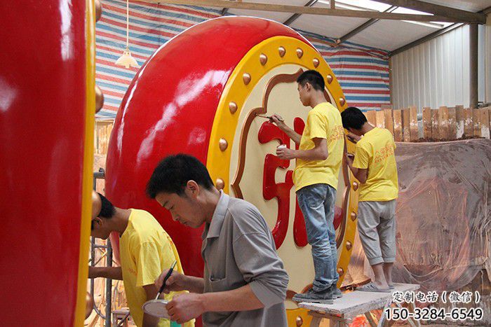 景觀戰鼓雕塑 烤漆大型喜慶雕塑 酒店民族雕塑