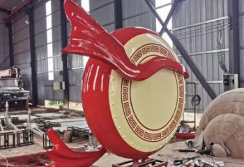 仿真戰(zhàn)鼓雕塑 電鍍現(xiàn)代喜慶雕塑 部隊民族雕塑
