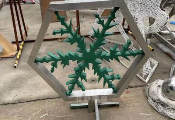 街頭雪花雕塑 大型別墅區(qū)雕塑 鋼管窗花雕塑