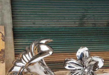 幾何喇叭花雕塑 發光公園雕塑 大門口花卉雕塑