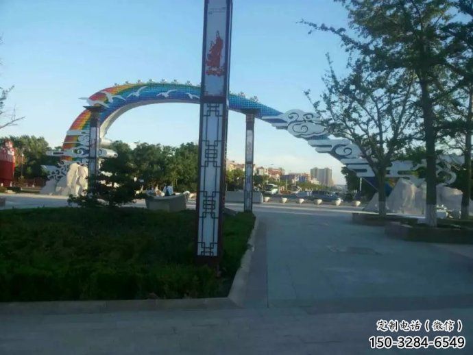 祥云拱門雕塑，廣場藝術(shù)建筑，不銹鋼祥云拱門雕塑