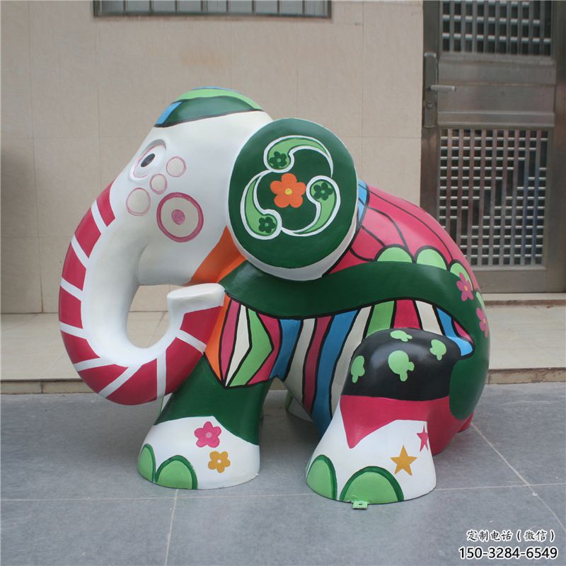景觀大象雕塑供應(yīng)，花園小品，酒店彩繪大象雕塑展品