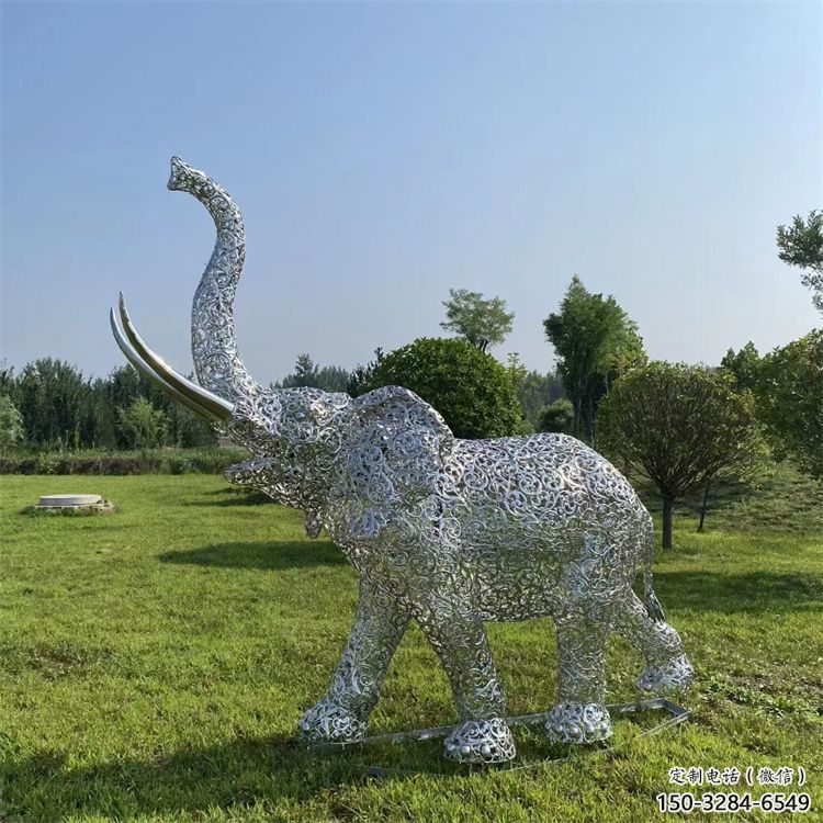 大象雕塑標志精選，街頭藝術，公園鏤空大象雕塑承接