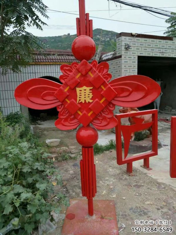 城市中國結(jié)雕塑廠家，烤漆工藝制作，民俗文化標(biāo)識