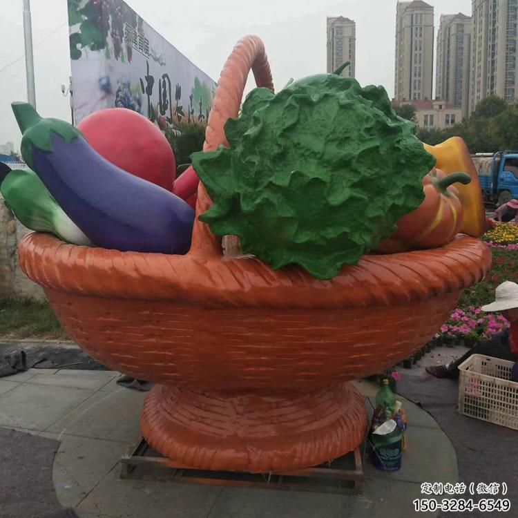 果籃雕塑觀賞型，街景小品，白菜果籃雕塑常用