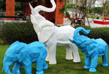 切面大象雕塑擺件供需，動(dòng)物制作，幾何大象雕塑廠家