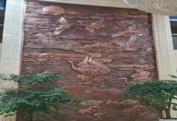 彩繪仙鶴浮雕通用，花園小品，廣場動物浮雕優價