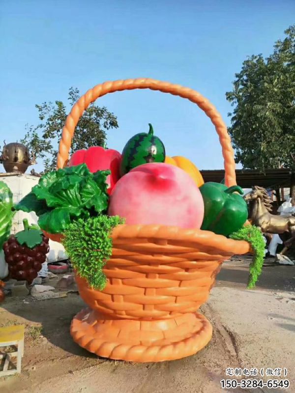 果籃雕塑優(yōu)選，多彩藝術(shù)，抽象玻璃鋼果籃雕塑選用