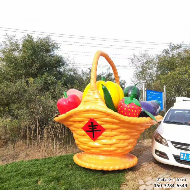 景觀果籃雕塑承接，城市裝飾，大型不銹鋼果籃雕塑公司