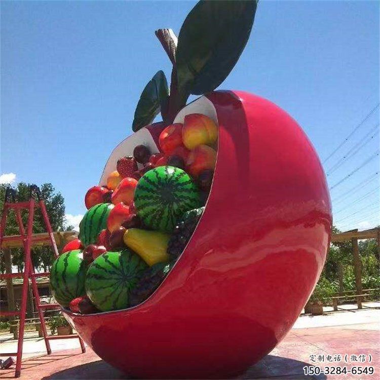 景觀果籃雕塑工程供應，公園雕塑，不銹鋼果籃雕塑工藝供求