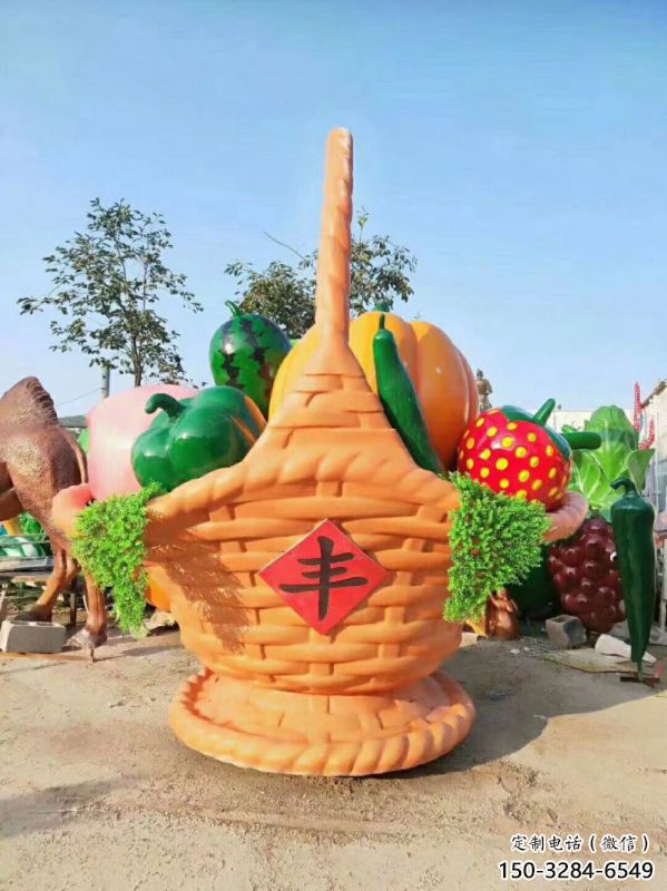 果籃雕塑擺件制造，酒店擺件，仿真果籃雕塑選定
