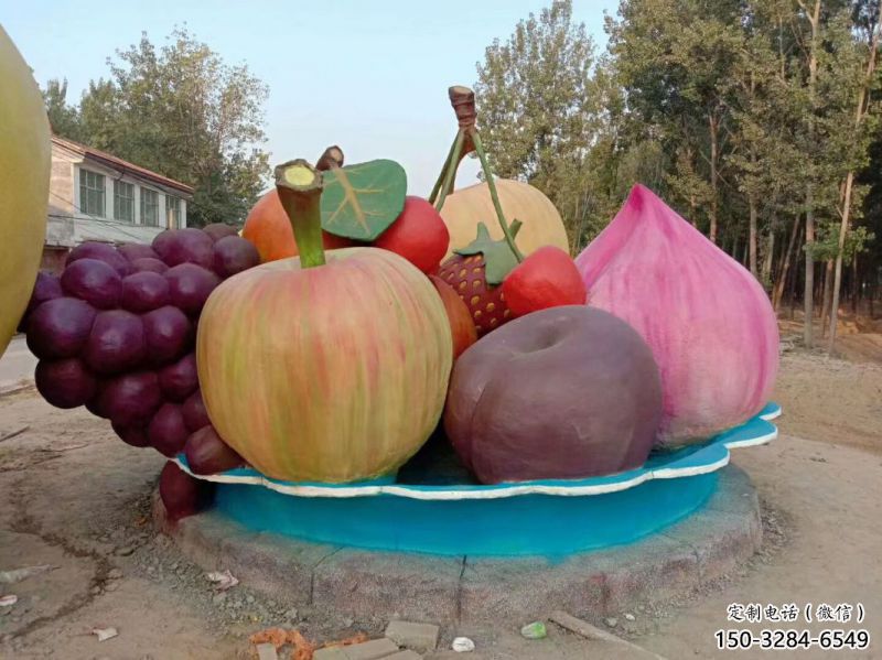 果籃雕塑定制，歐式風(fēng)格，仿真果籃雕塑供給