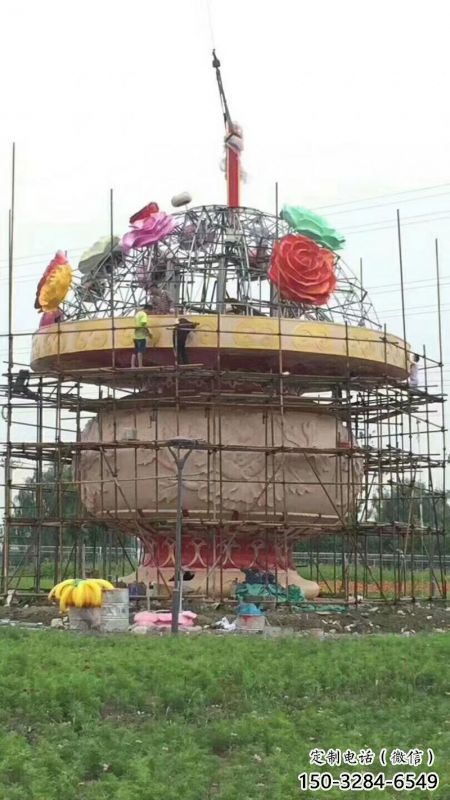 廣場(chǎng)花籃雕塑批發(fā)，廣場(chǎng)系列，鐵藝花籃雕塑工藝定價(jià)