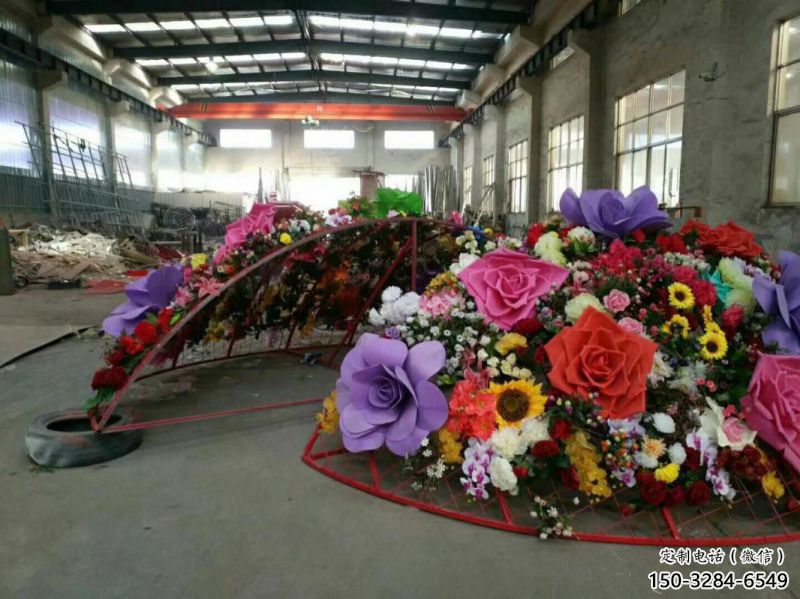 花籃雕塑定制制造，歐式風格，月季花花籃雕塑裝飾供給