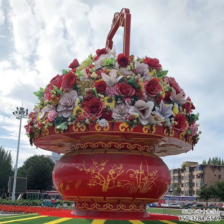 文化花籃雕塑展品，景觀雕塑，景觀花籃雕塑供應