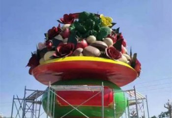 果籃雕塑精選，美陳雕塑，鍛鋼不銹鋼果籃雕塑通用