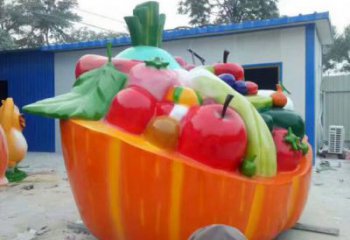 標志果籃雕塑精選，多彩藝術，蔬菜果籃雕塑優價