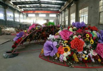 園林小品花籃雕塑供給，景區(qū)雕塑，民俗花朵花籃雕塑優(yōu)選