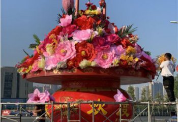 雕塑花籃景觀批發(fā)，校園雕塑，抽象慶典花籃雕塑定價(jià)