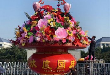 中式花籃雕塑定價，街頭雕塑，慶典花籃雕塑工程制作精選