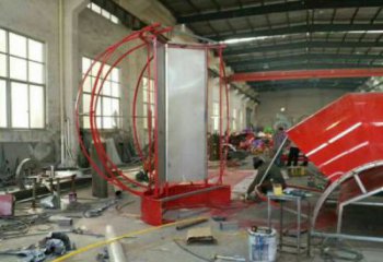 花籃雕塑優選，室外雕塑，彩繪月季花花籃雕塑優選