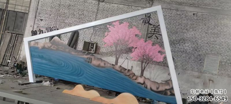 鏤空樹景墻雕塑，屏風元素背景墻雕塑