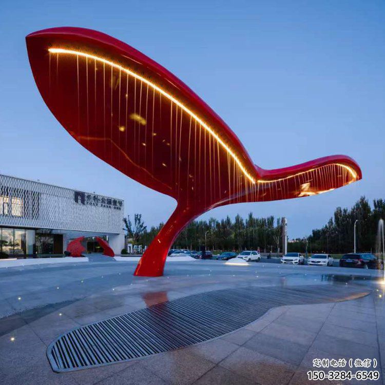 不銹鋼鯨魚造型廊架雕塑-發(fā)光藝術(shù)設(shè)計(jì)