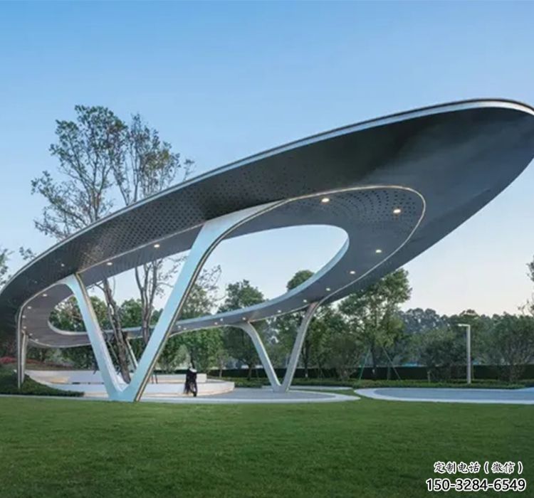戶外休憩現代景觀廊架雕塑