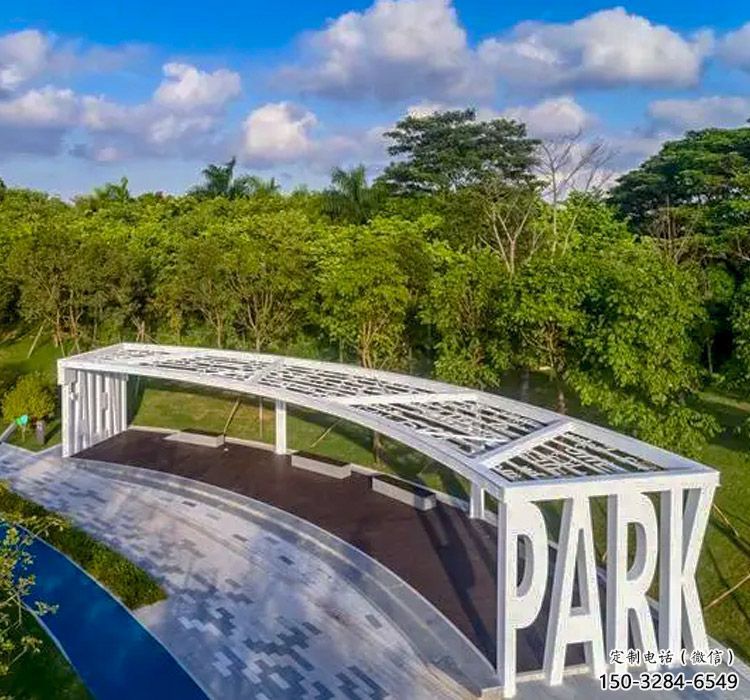 鏤空字母廊架雕塑，不銹鋼長廊藝術原理