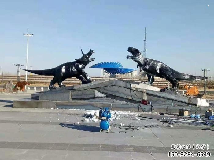 仿真恐龍雕塑精選，美陳雕塑，鍛鋼幾何恐龍雕塑通用