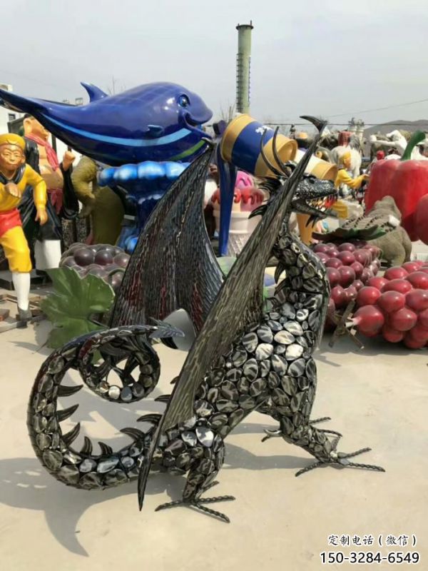 鐵藝恐龍雕塑制造商，室外軟裝，鐵藝恐龍雕塑制作