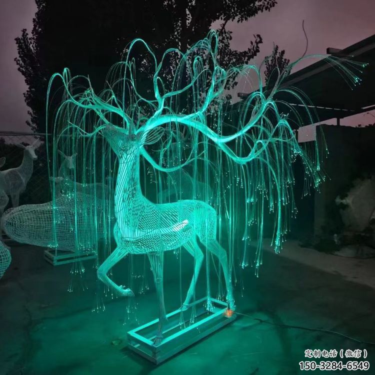 梅花鹿雕塑供應(yīng)，花園小品，酒店燈光梅花鹿雕塑展品