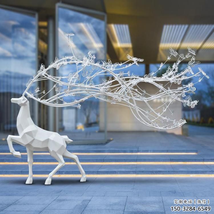 景觀小鹿雕塑供需，廣場雕塑，廣場烤漆小鹿雕塑選用
