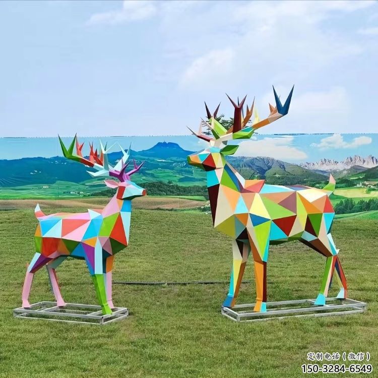 藝術(shù)小鹿雕塑觀賞型，街景小品，烤漆小鹿雕塑常用