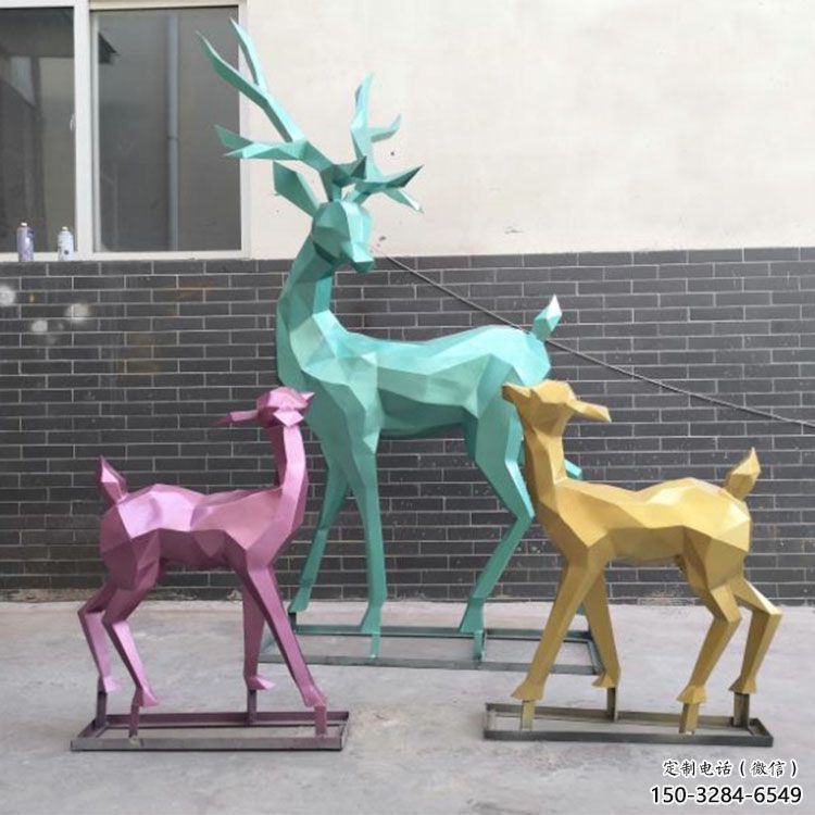 主題小鹿雕塑優選，多彩藝術，抽象烤漆小鹿雕塑選用