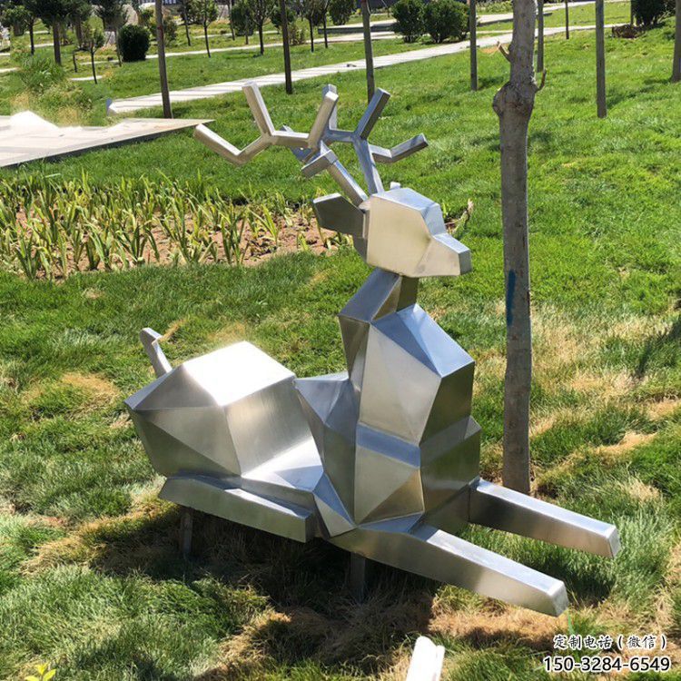 戶外小鹿雕塑通用，切面藝術，幾何切面小鹿雕塑供應