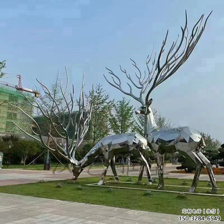 景觀小鹿雕塑選用，美陳雕塑，抽象切面小鹿雕塑標準