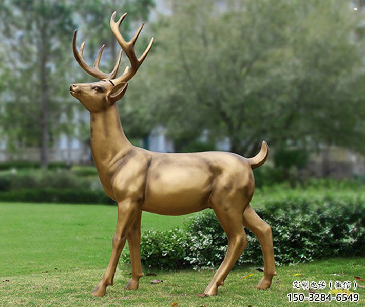 梅花鹿銅雕塑精品，小區(qū)雕塑，景觀梅花鹿銅雕塑提供