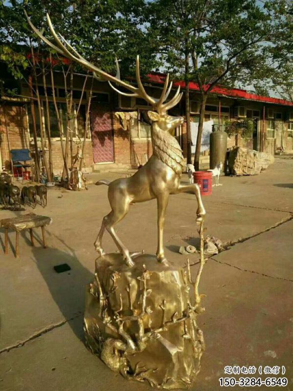梅花鹿銅雕塑供需，室外軟裝，金屬梅花鹿銅雕塑制作