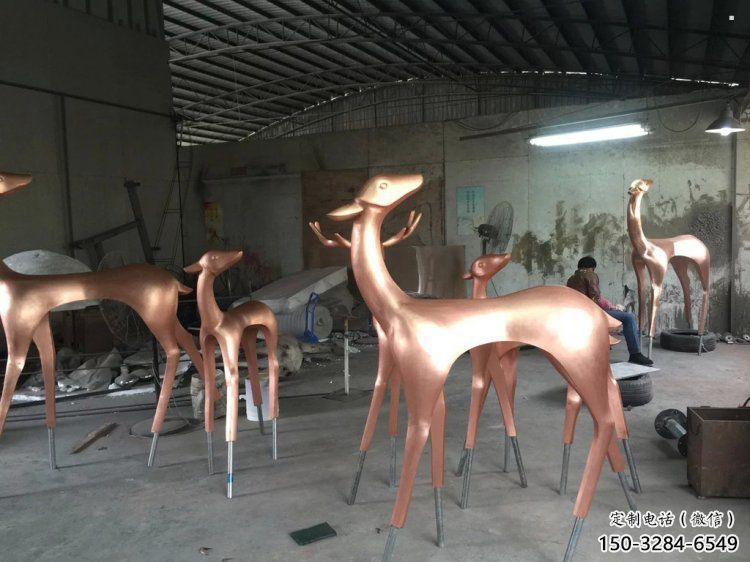 地產小鹿雕塑生產，城市裝飾，抽象銅鹿雕塑選定