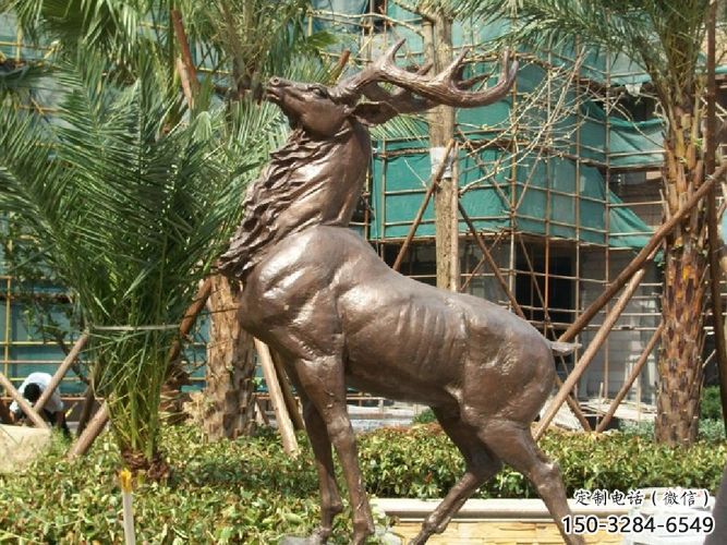 銅小鹿雕塑觀賞型，小區雕塑，小鹿銅雕塑優價