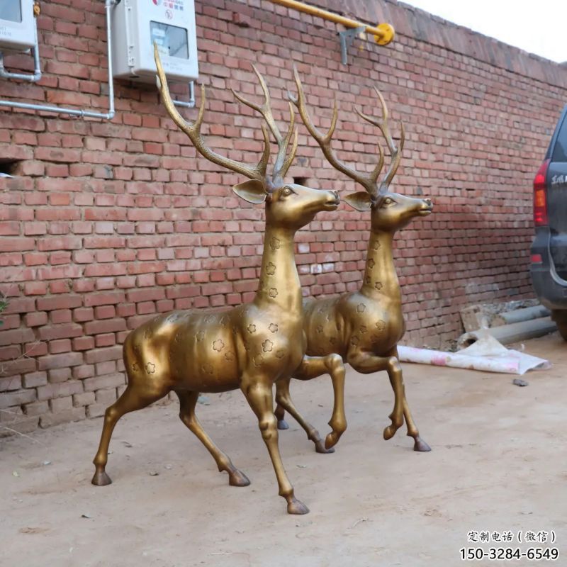 銅小鹿雕塑特供，標(biāo)識(shí)雕塑，小鹿銅雕塑生產(chǎn)