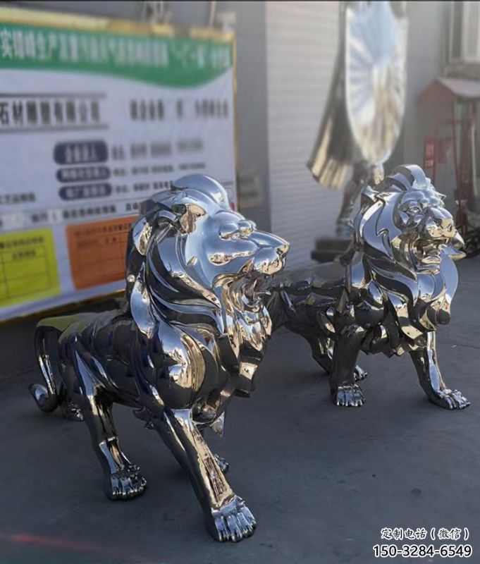 雕塑獅子景觀制造，街景小品，不銹鋼獅子雕塑優價
