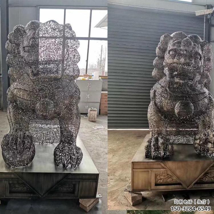 透雕獅子雕塑常用，鏤空概念，不銹鋼獅子雕塑展品